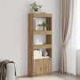 Aparador alto madera de ingeniería roble artesanal 63x33x180 cm