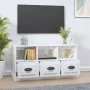 Glänzend weißer Sperrholz-TV-Schrank 100x35x50 cm von vidaXL, TV-Möbel - Ref: Foro24-816290, Preis: 71,12 €, Rabatt: %