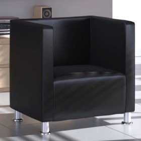 Sillón de cuero sintético negro Sillón de cuero sintético negro