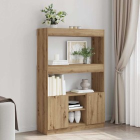 Aparador alto madera de ingeniería roble artesanal 92x33x140 cm