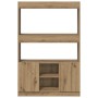 Aparador alto madera de ingeniería roble artesanal 92x33x140 cm