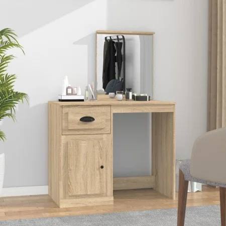 Sonoma oak plywood mirror dressing table 90x50x132.5cm by vidaXL, Bedroom Dressers - Ref: Foro24-816763, Price: 89,59 €, Disc...