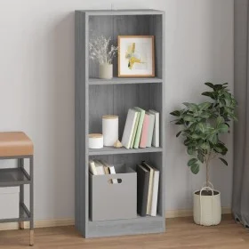 3-level Sonoma gray plywood bookshelf 40x24x109 cm by vidaXL, Bookcases and shelves - Ref: Foro24-819255, Price: 34,44 €, Dis...