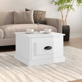 Mesa de centro madera contrachapada blanco brillo 50x50x35 cm