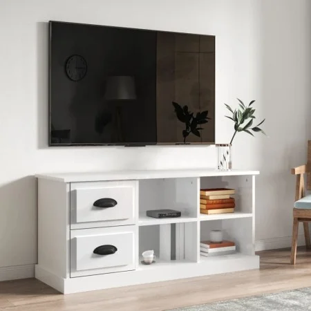 TV stand made of glossy white plywood 102x35.5x47.5cm by vidaXL, TV Furniture - Ref: Foro24-816178, Price: 70,24 €, Discount: %