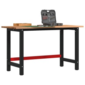 Banco de trabajo madera maciza roble marrón claro 140x60x81,5cm