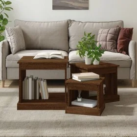 Couchtische 3 Stk. Holzwerkstoff braune Eiche von vidaXL, Couchtisch - Ref: Foro24-816495, Preis: 66,99 €, Rabatt: %