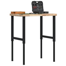 Banco de trabajo rectangular madera maciza 80x60x(73-99,5) cm