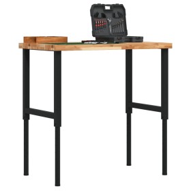 Banco de trabajo rectangular madera maciza 100x60x(73-99,5) cm