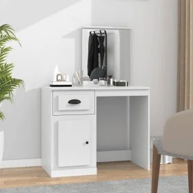 Schminktisch aus weißem Sperrholz mit Spiegel 90x50x132,5 cm von vidaXL, Schlafzimmerkommoden - Ref: Foro24-816760, Preis: 84...