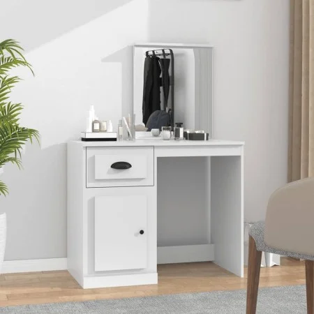 White plywood dressing table with mirror 90x50x132.5 cm by vidaXL, Bedroom Dressers - Ref: Foro24-816760, Price: 84,12 €, Dis...