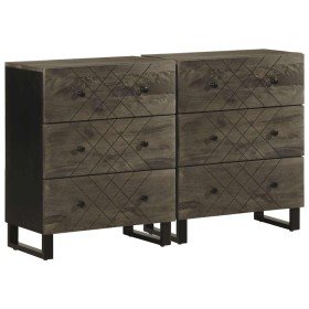 Aparadores 2 uds. madera maciza de mango negro 60x33x75 cm