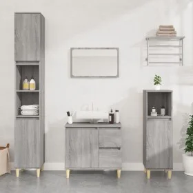 Badezimmerschrank aus grauem Sonoma-Sperrholz, 30 x 30 x 100 cm von vidaXL, Badezimmermöbel - Ref: Foro24-819810, Preis: 52,6...