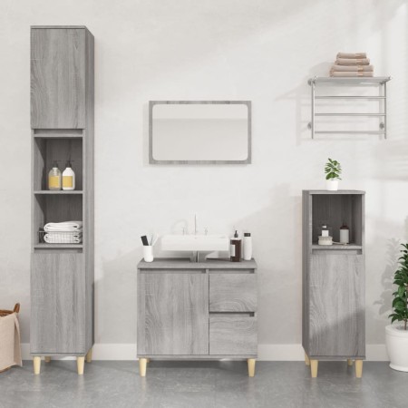 Badezimmerschrank aus grauem Sonoma-Sperrholz, 30 x 30 x 100 cm von vidaXL, Badezimmermöbel - Ref: Foro24-819810, Preis: 54,7...