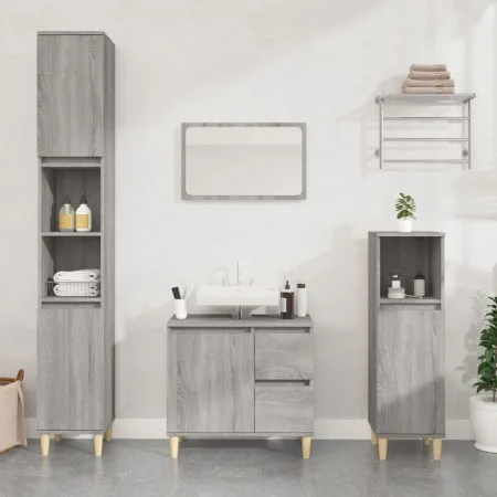 Badezimmerschrank aus grauem Sonoma-Sperrholz, 30 x 30 x 100 cm von vidaXL, Badezimmermöbel - Ref: Foro24-819810, Preis: 53,5...