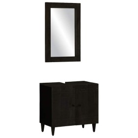 Conjunto de muebles de baño 2 piezas madera maciza de mango