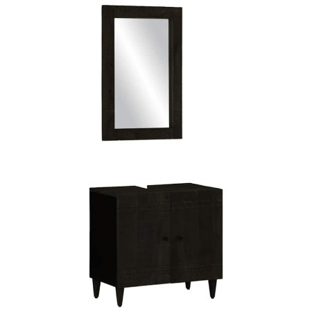 Conjunto de muebles de baño 2 piezas madera maciza de mango