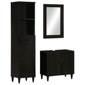 Conjunto de muebles de baño 3 piezas madera maciza de mango
