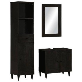 Conjunto de muebles de baño 3 piezas madera maciza de mango