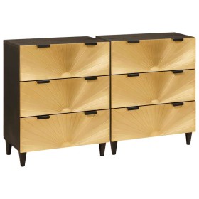 Vitrina 2 pcs Negro y dorado 60 x 33 x 75 cm