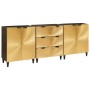 Vitrina 3 pcs Negro y dorado 60 x 33 x 75 cm