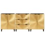 Vitrina 3 pcs Negro y dorado 60 x 33 x 75 cm