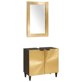 Conjuntos de muebles para el baño 2 pcs Negro y dorado