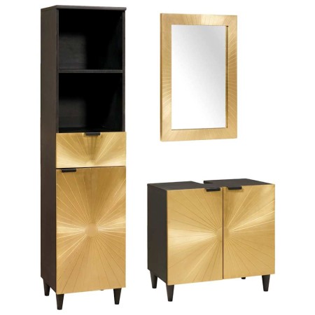Conjuntos de muebles para el baño 3 pcs Negro y dorado