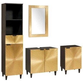 Conjuntos de muebles para el baño 4 pcs Negro y dorado