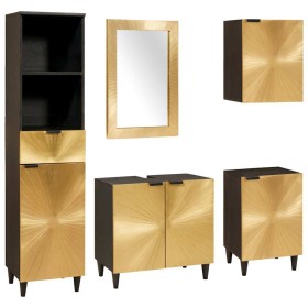 Conjuntos de muebles para el baño 5 pcs Negro y dorado