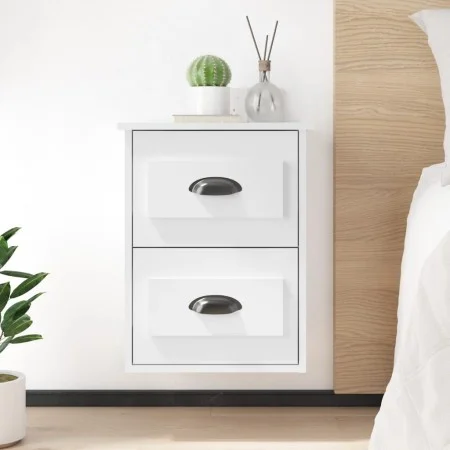 Glänzend weißer Wand-Nachttisch 41,5 x 36 x 53 cm von vidaXL, Nachttische - Ref: Foro24-816396, Preis: 49,79 €, Rabatt: %