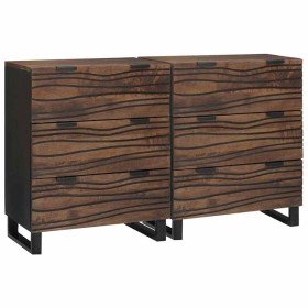 Tableros Lateral con cajón 2 pcs Marrón 60 x 33.5 x 75 cm