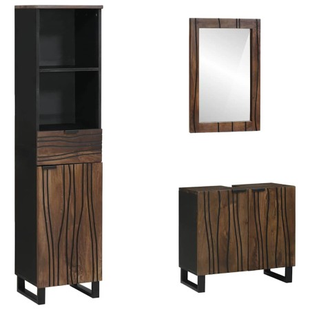 Juego de muebles de baño 3 pcs Marrón nogal 38 x 33 x 160 cm