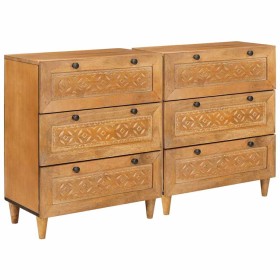 Vitrina 2 pcs Marrón 60 x 33 x 75 cm madera maciza de mango