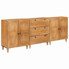 Vitrina 3 pcs Marrón 60 x 33 x 75 cm madera maciza de mango