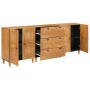 Vitrina 3 pcs Marrón 60 x 33 x 75 cm madera maciza de mango