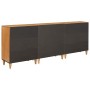 Vitrina 3 pcs Marrón 60 x 33 x 75 cm madera maciza de mango