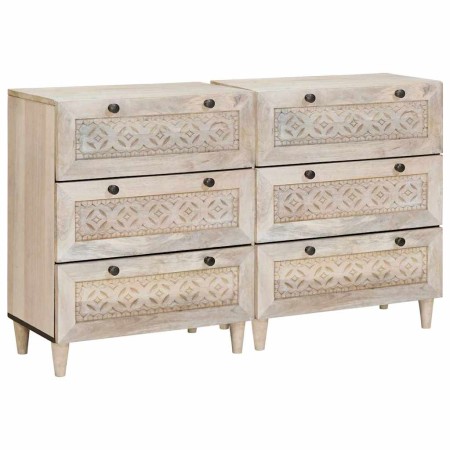 Vitrina 2 pcs 60 x 33 x 75 cm madera maciza de mango
