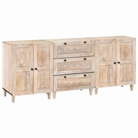 Vitrina 3 pcs 60 x 33 x 75 cm madera maciza de mango