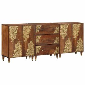 Juego de muebles de baño Floral 3 pcs Madera de miel y dorado