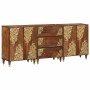 Juego de muebles de baño Floral 3 pcs Madera de miel y dorado
