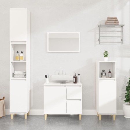 Badezimmerschrank aus weißem Sperrholz, 30 x 30 x 100 cm von vidaXL, Badezimmermöbel - Ref: Foro24-819804, Preis: 52,39 €, Ra...