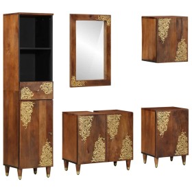 Juego de muebles de baño 5 pcs Marrón miel 62 x 33 x 58 cm