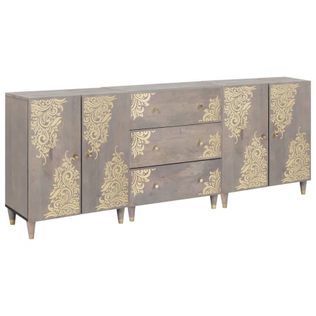 Juego de muebles de baño 3 pcs Gris y dorado 180 x 33 x 75 cm