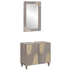 Juego de muebles de baño con puerta 2 pcs Gris 62 x 33 x 58 cm