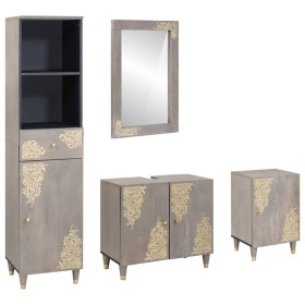 Juego de muebles de baño con cajón 4 pcs Gris 62 x 33 x 58 cm