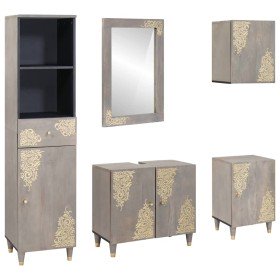 Juego de muebles de baño con cajón 5 pcs Gris 62 x 33 x 58 cm Juego de muebles de baño con cajón 5 pcs Gris 62 x 33 x 58 cm