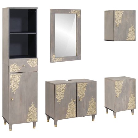 Juego de muebles de baño con cajón 5 pcs Gris 62 x 33 x 58 cm