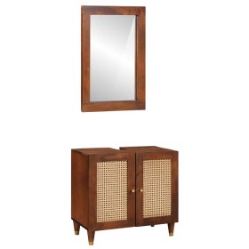 Muebles de baño 2 pcs 62 x 33 x 58 cm Madera de mango maciza