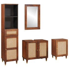 Mueble de Cuarto de Baño con cajón 4 pcs Marrón y Negro en Muebles de baño | Comprar online en Foro24